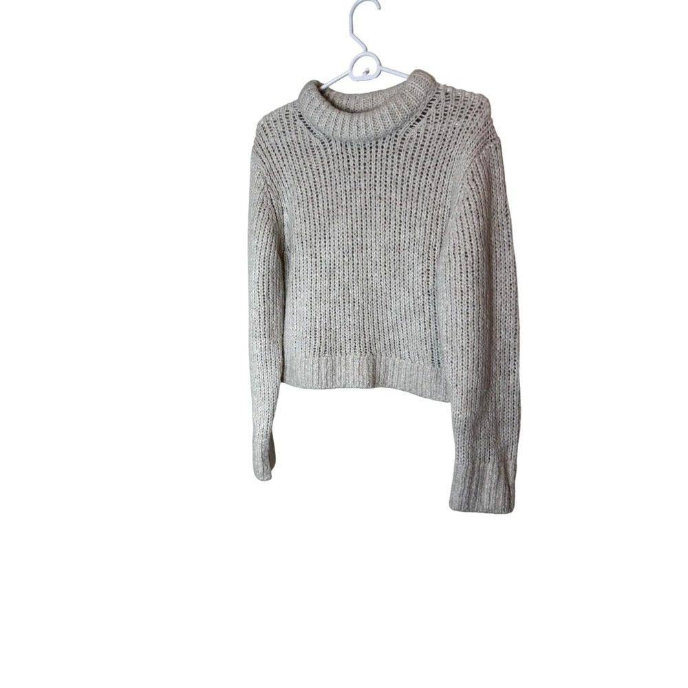 Weekday Sweater Womens Small Beige Mohair‎ Blend Chunky Cropped Turtleneck Knit